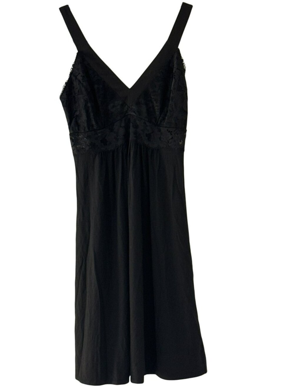 Soma Cool Nights Black Lace and Satin Chemise Size XS Short Gown NWT Adjustable